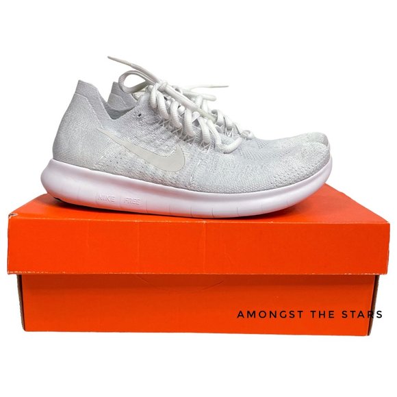 Nike Free RN Flyknit 2017 White Pure Platinum Running Sneakers 880844-100 - Picture 2 of 10